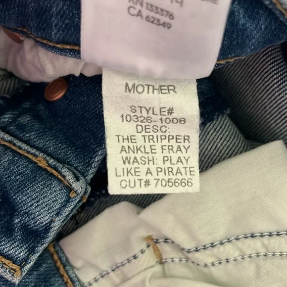 NWT MOTHER THE TRIPPER ANKLE FRAYPlay Like A Pirate Size 25 - Picture 9 of 9